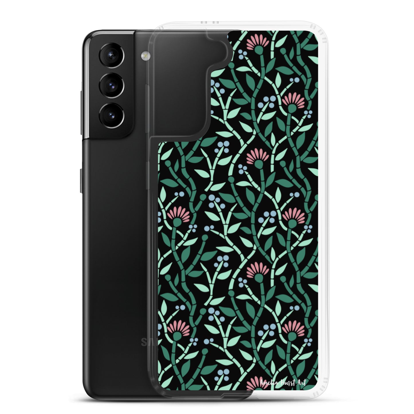 Une Coque Samsung avec motifs floral de chardons, différents modèles disponible Amelia Hurst Art