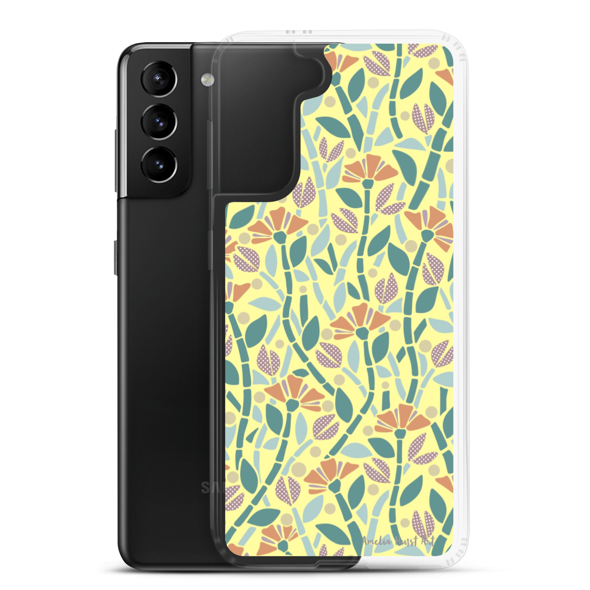 Une Coque Samsung jaune avec coquelicots, différents modèles disponibles Amelia Hurst Art