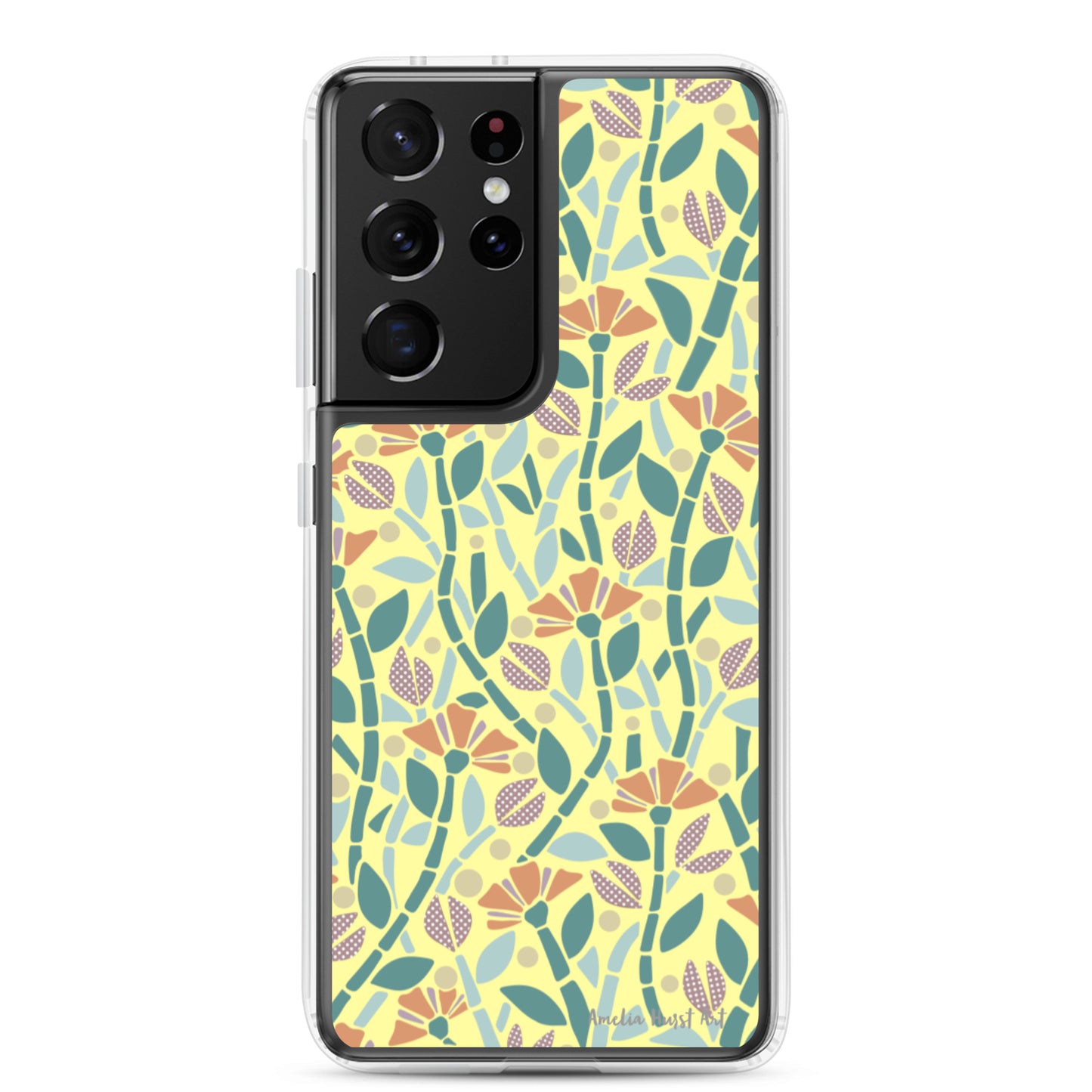 Une Coque Samsung jaune avec coquelicots, différents modèles disponibles Amelia Hurst Art