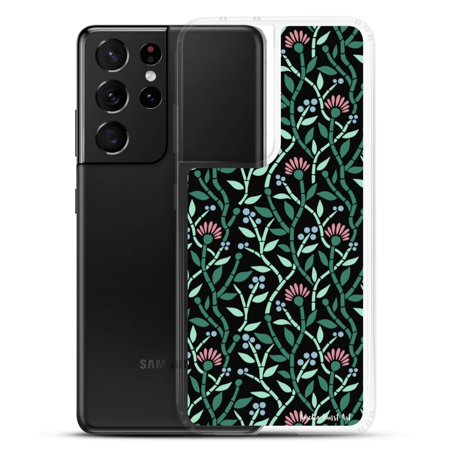 Une Coque Samsung avec motifs floral de chardons, différents modèles disponible Amelia Hurst Art