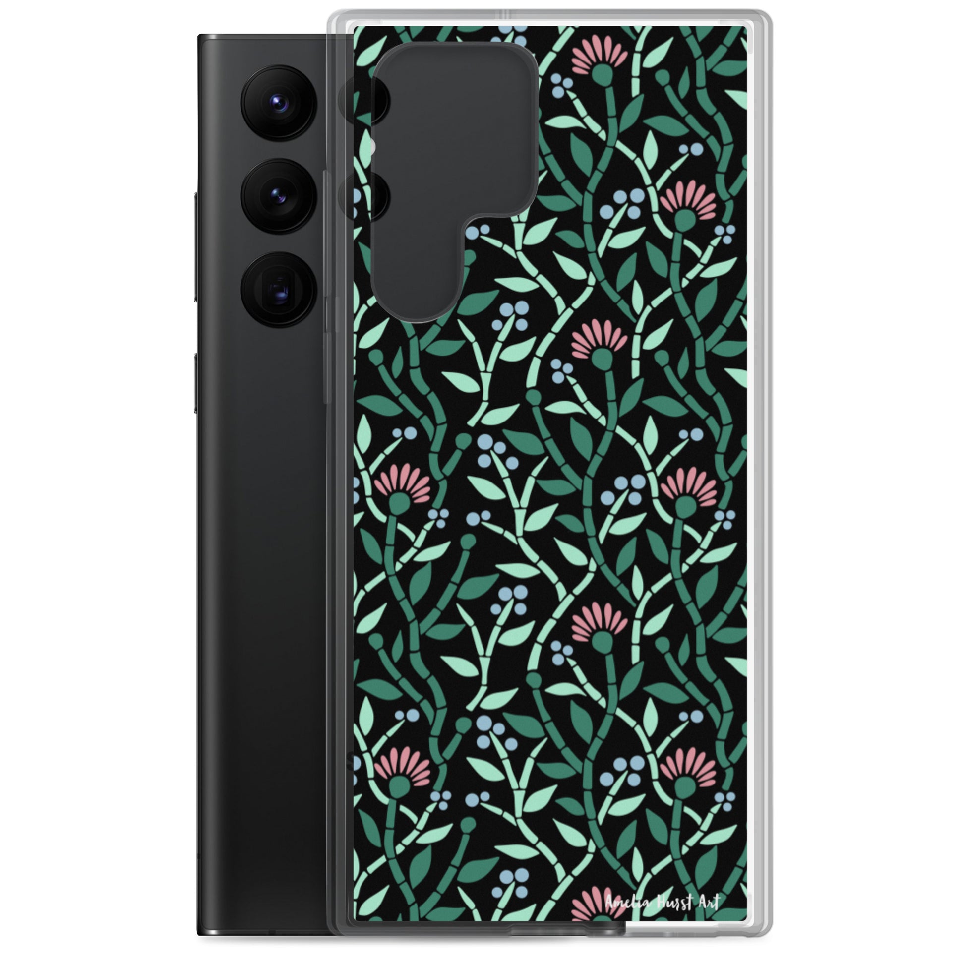 Une Coque Samsung avec motifs floral de chardons, différents modèles disponible Amelia Hurst Art