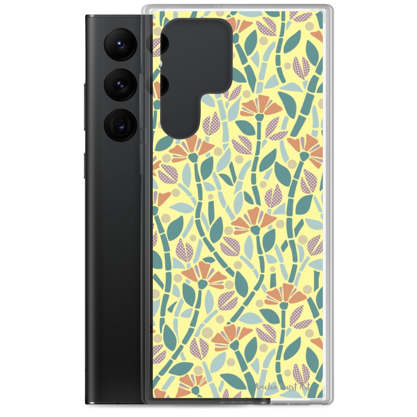 Une Coque Samsung jaune avec coquelicots, différents modèles disponibles Amelia Hurst Art